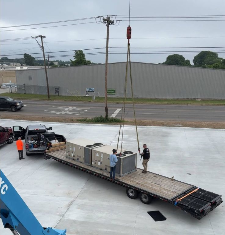 Commercial rooftop HVAC unit delivery